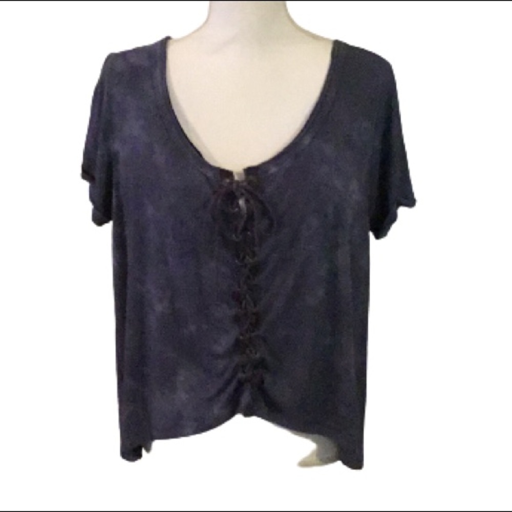 Rue 21 blue high/low tee shirt tie down the front